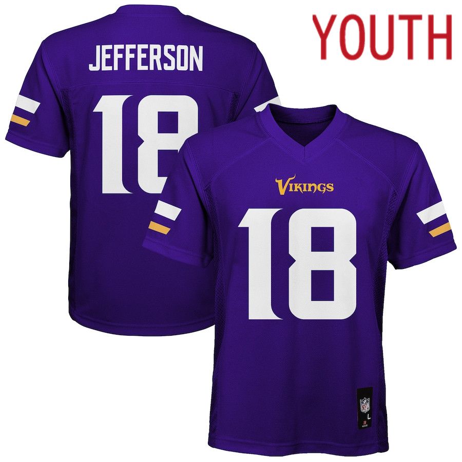 Youth Minnesota Vikings 18 Justin Jefferson Nike Purple Game NFL Jersey